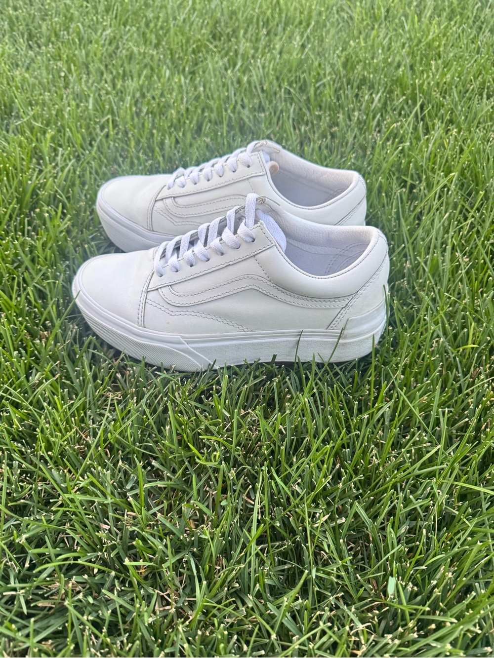 Vans Old Skool White Leather Shoes Women’s 7
